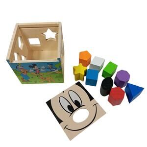 Melissa & Doug Disney Mickey and Friends Wooden Sorting Cube 9 Different Shapes